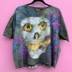 HAND PAINTED MISFITS SKULL AND TOUR PROMO GRAPHIC BOXY CROPPED T-SHIRT SHORT BOXY FIT