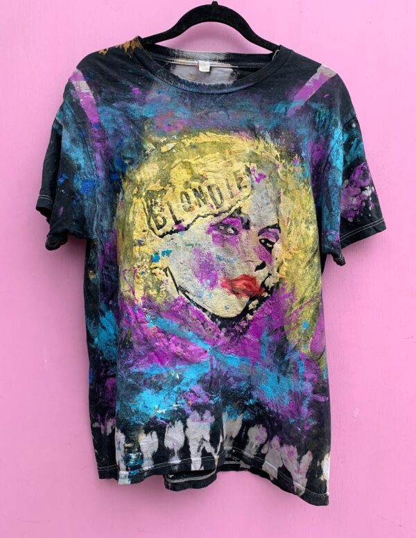 product details: HAND PAINTED BLONDIE FRONT GRAPHIC ON BLEACHED T-SHIRT photo