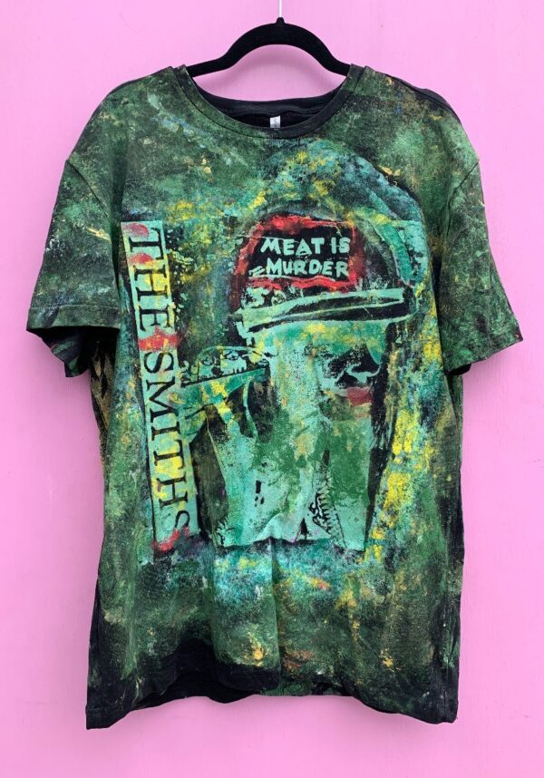 product details: THE SMITHS MEAT IS MURDER CUSTOM HAND PAINTED SILK SCREEN GRAPHIC T-SHIRT photo