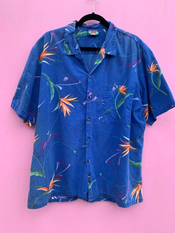 product details: BIRDS OF PARADISE PRINT 100% COTTON HAWAIIAN SHIRT photo