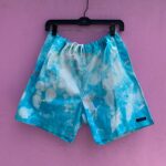 BLEACHED SWIM SHORTS W/ DOLPHINS IN THE CLOUDS + 3 POCKETS AND UNDERWEAR LINER INSIDE