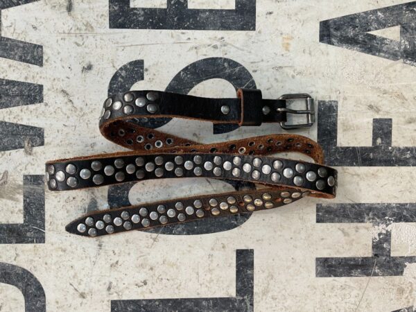 product details: SUPER SOFT NARROW CUT STUDDED LEATHER BELT ROLLER BUCKLE photo