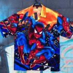DEADSTOCK 1990S Y2K  SPIDERMAN SUNSET CITY PRINT SS BD SHIRT NWT