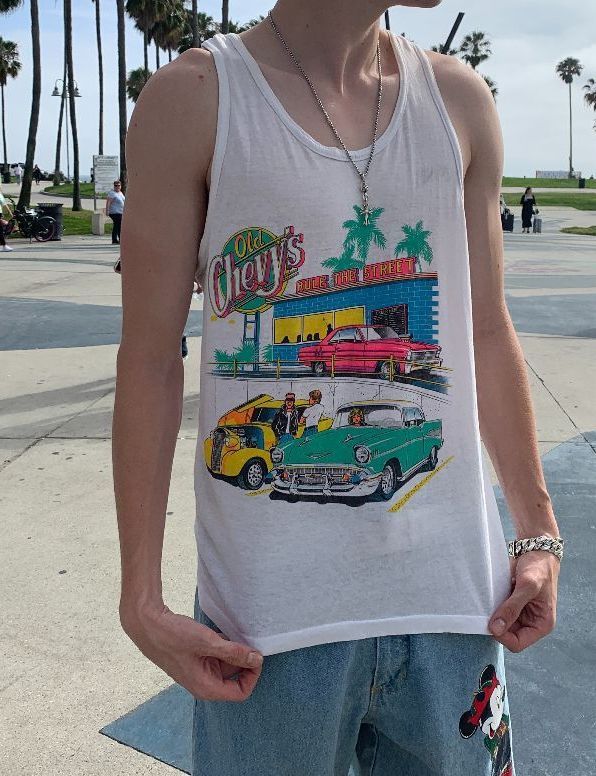 product details: RADICAL 1980S HOT ROD CHEVY DRIVE IN SINGLE STITCH TANK TOP photo