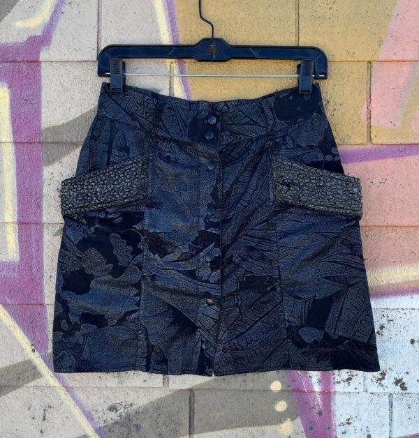 product details: AMAZING 1990S MIXED PATTERN & TEXTURE BUTTON DOWN MINI SKIRT photo