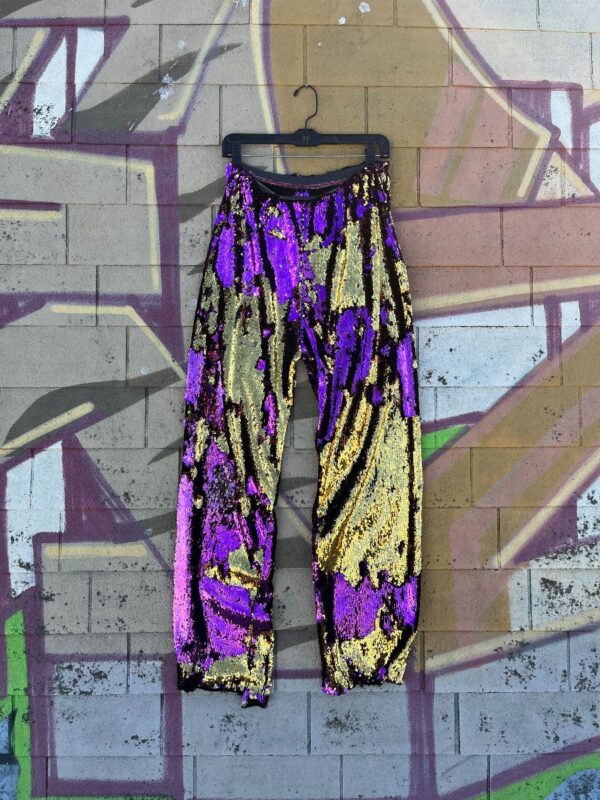 product details: *SOLD AS-IS* CUSTOM TWO TONED SEQUIN PANTS ELASTIC WAIST photo