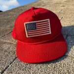 AMERICAN FLAG EMBROIDERED PATCH ON SNAPBACK TRUCKER HAT