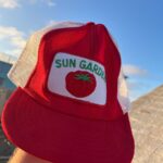 AS-IS SUN GARDEN TOMATO EMBROIDERED PATCH ON MESH SNAPBACK TRUCKER HAT