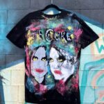 THE CURE DOUBLE FACE CUSTOM HAND PAINTED SILK SCREEN GRAPHIC T-SHIRT