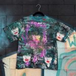 SIOUXSIE SIOUX CUSTOM HAND PAINTED SILK SCREEN GRAPHIC ON CAMO T-SHIRT