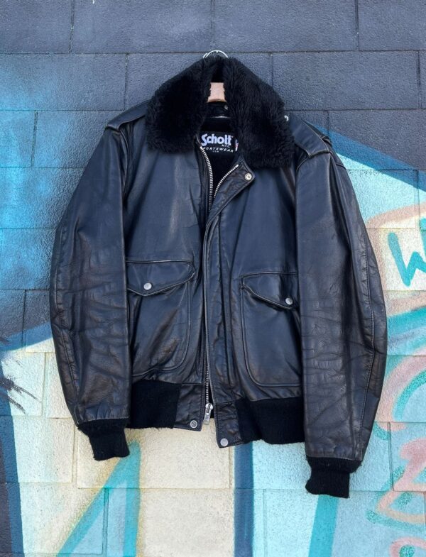 product details: KILLER SHERPA LINED LEATHER AVIATOR BOMBER JACKET REMOVABLE LINING photo