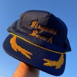 VIRGINIA BEACH EMBROIDERED MESH SNAPBACK TRUCKER HAT W/ OAK LEAVE ON BILL SCRAMBLED EGG EMBROIDERY