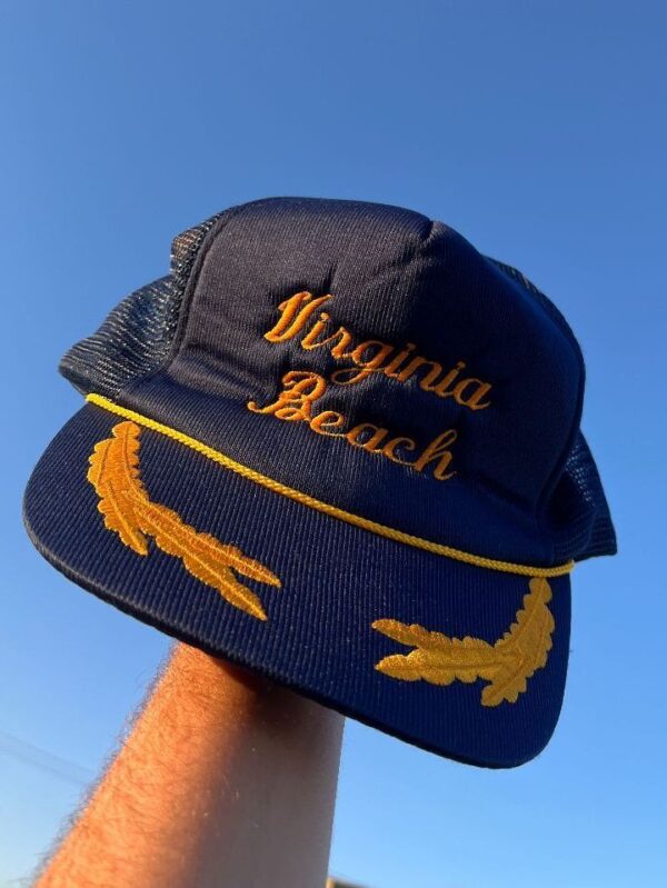 product details: VIRGINIA BEACH EMBROIDERED MESH SNAPBACK TRUCKER HAT W/ OAK LEAVE ON BILL SCRAMBLED EGG EMBROIDERY photo