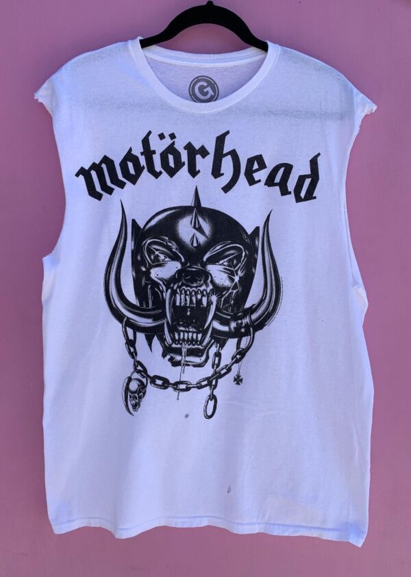 product details: MOTORHEAD MUSCLE SHIRT W/ GROWLING DOG AND METAL HORNS IN MOUTH  GRAPHIC photo