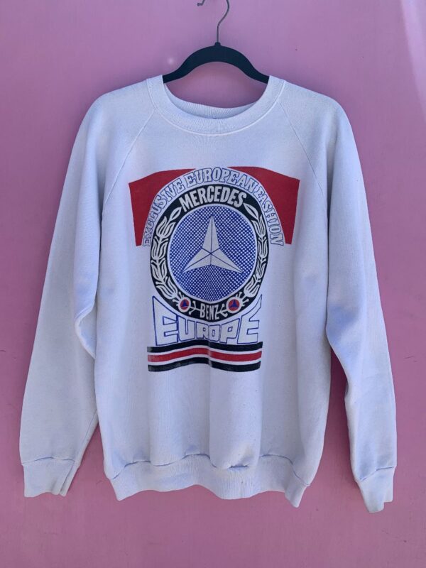 product details: RARE 1980S AS-IS SCREEN PRINTED MERCEDES BENZ CREWNECK SWEATSHIRT photo
