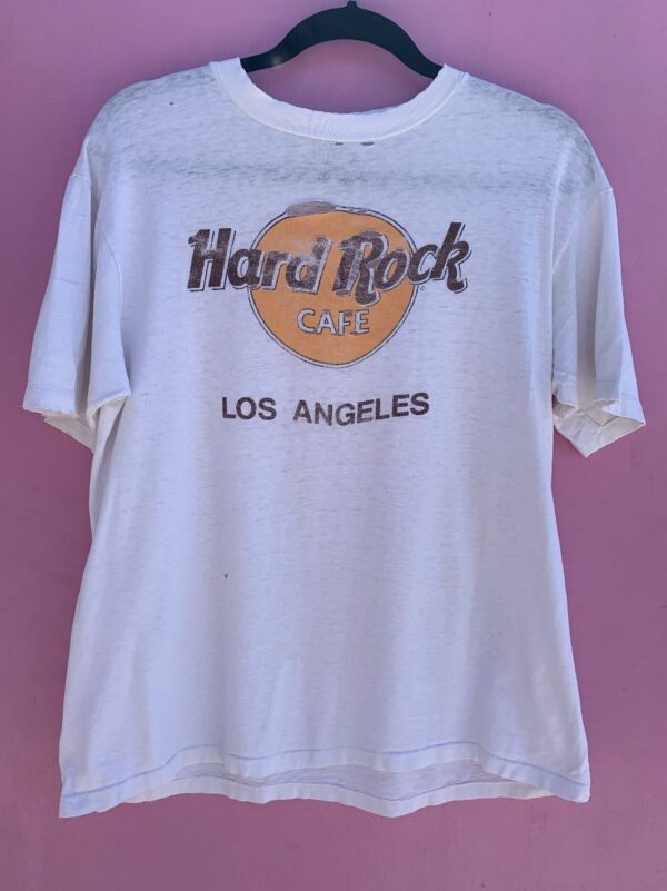 product details: PERFECTLY DISTRESSED & FADED HARD ROCK CAFE GRAPHIC LOS ANGELES CALIFORNIA SINGLE STITCH T-SHIRT photo