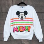 1980S DEADSTOCK MICKEY MOUSE APPLIQUE SWEATSHIRT NWT LENTICULAR GRAPHIC EYES