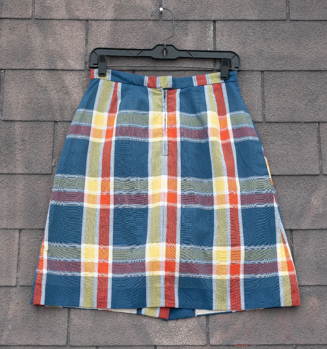 Adorable 1980s Primary Colors Plaid Skirt Fully Button Down Front ...