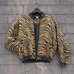1990S PUFFY TIGER STRIPED SILK BOMBER JACKET AS-IS