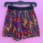SHORTS W/ 1990S ABSTRACT GEOMETRIC PRINT CONTRAST WAISTBAND