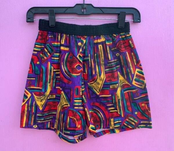 product details: SHORTS W/ 1990S ABSTRACT GEOMETRIC PRINT CONTRAST WAISTBAND photo