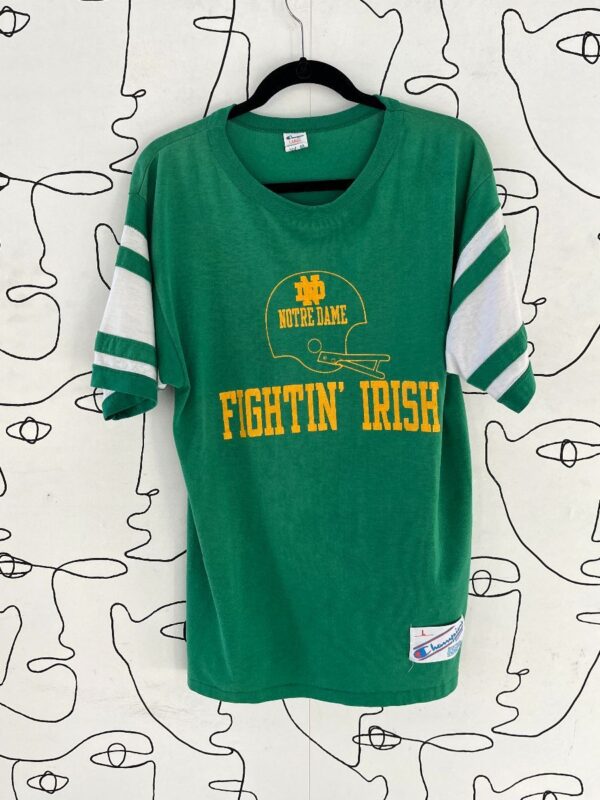 product details: NCAA NOTRE DAME FIGHTING IRISH RETRO JERSEY T-SHIRT photo