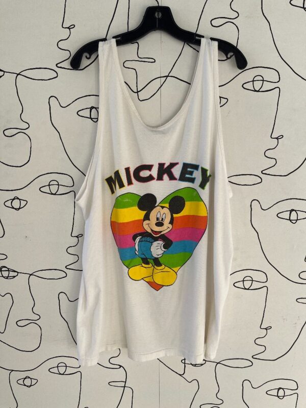 product details: 1990S OVERSIZED MICKEY MOUSE RAINBOW HEART GRAPHIC TANK TOP photo