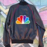 WTLV CHANNEL 12 NBC EMBROIDERED PEACOCK LOGO SATIN BUTTON UP JACKET W PIPED TRIM