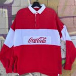 CLASSIC COCA-COLA LONG SLEEVE RUGBY STYLE COLLARED HENLEY SHIRT