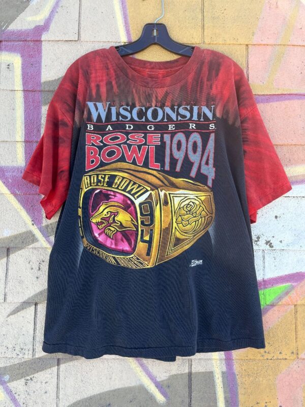 product details: WISCONSIN BADGERS ROSE BOWL 1994 TIEDYE TSHIRT CHAMPIONSHIP RING photo
