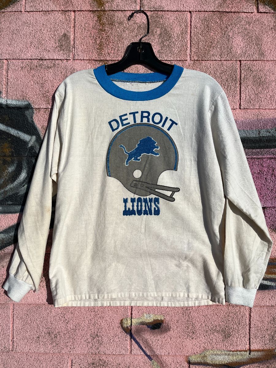 Long Sleeve Cotton Ringer Tshirt Detroit Lions | Boardwalk Vintage