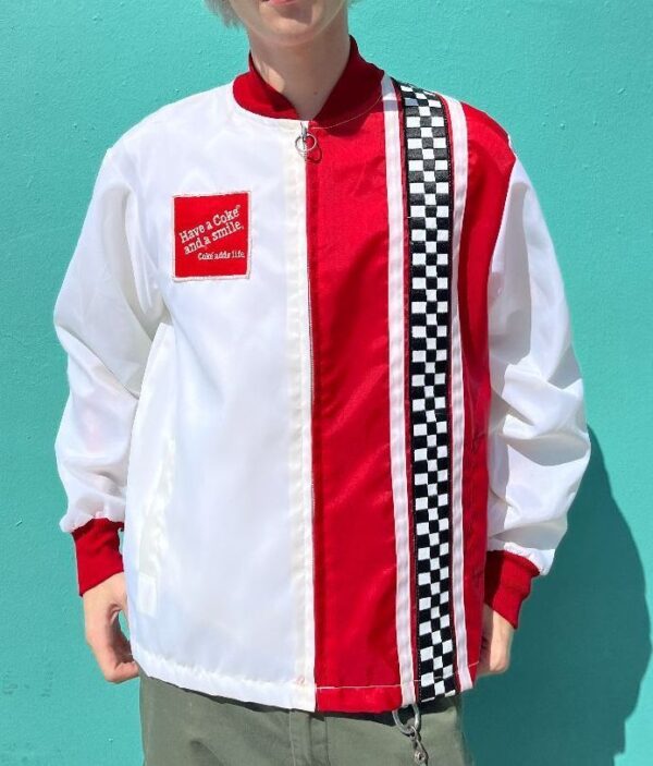 product details: CLASSIC WINSTON CUP NYLON RACING JACKET W/ CHECKERED STRIPES photo