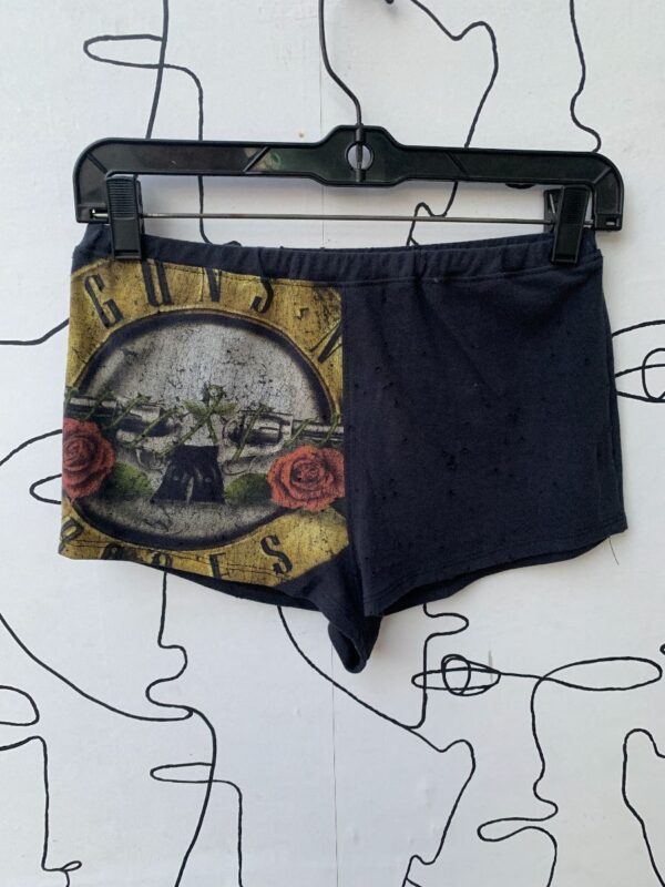 product details: FUN & REPURPOSED GUNS N ROSES DISTRESSED DOLPHIN BOOTY SHORTS photo
