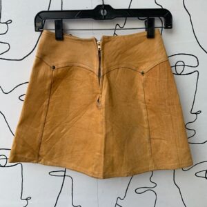 Photo detail:AMAZING 1970S WEATHERED WESTERN STYLE LEATHER A-LINE MINI SKIRT