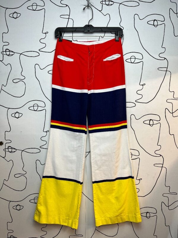 product details: SUPER HIGH WAIST PRIMARY COLORED COLOR BLOCK FLARED LEG photo