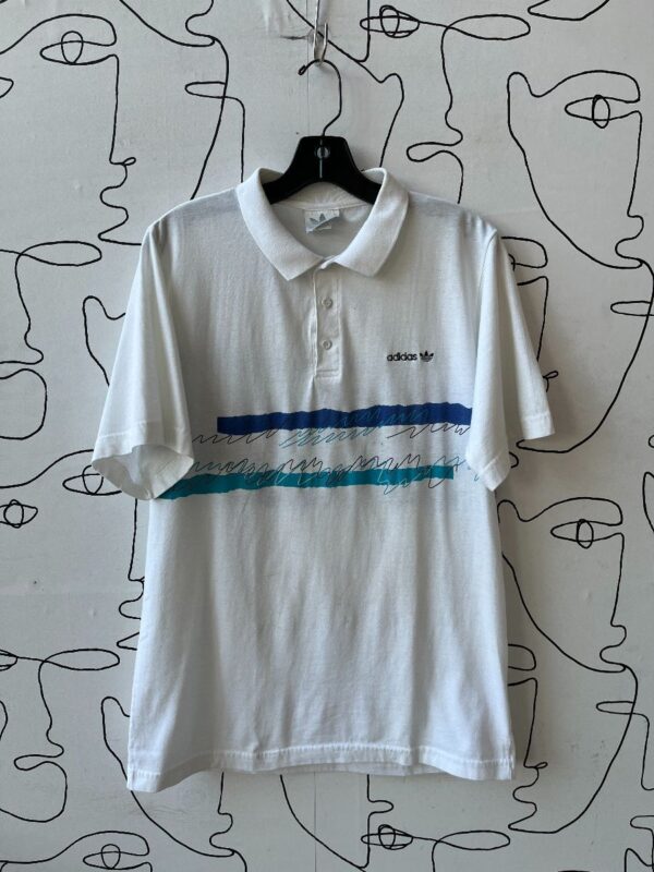 product details: 1980S-90S EMBROIDERED ADIDAS LOGO & RETRO GRAPHIC POLO SHIRT photo