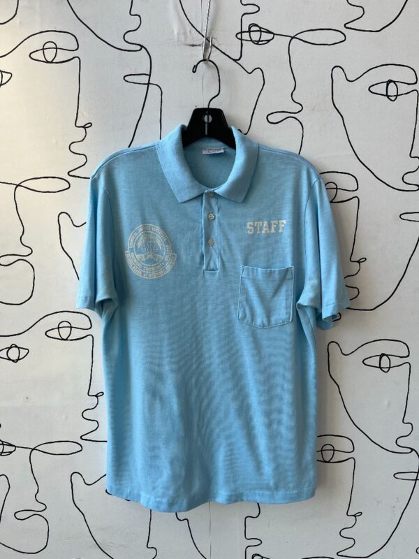 product details: AS-IS RETRO THREADBARE CRIMINAL JUSTICE INSTITUTE STAFF SINGLE STITCH POLO SHIRT photo