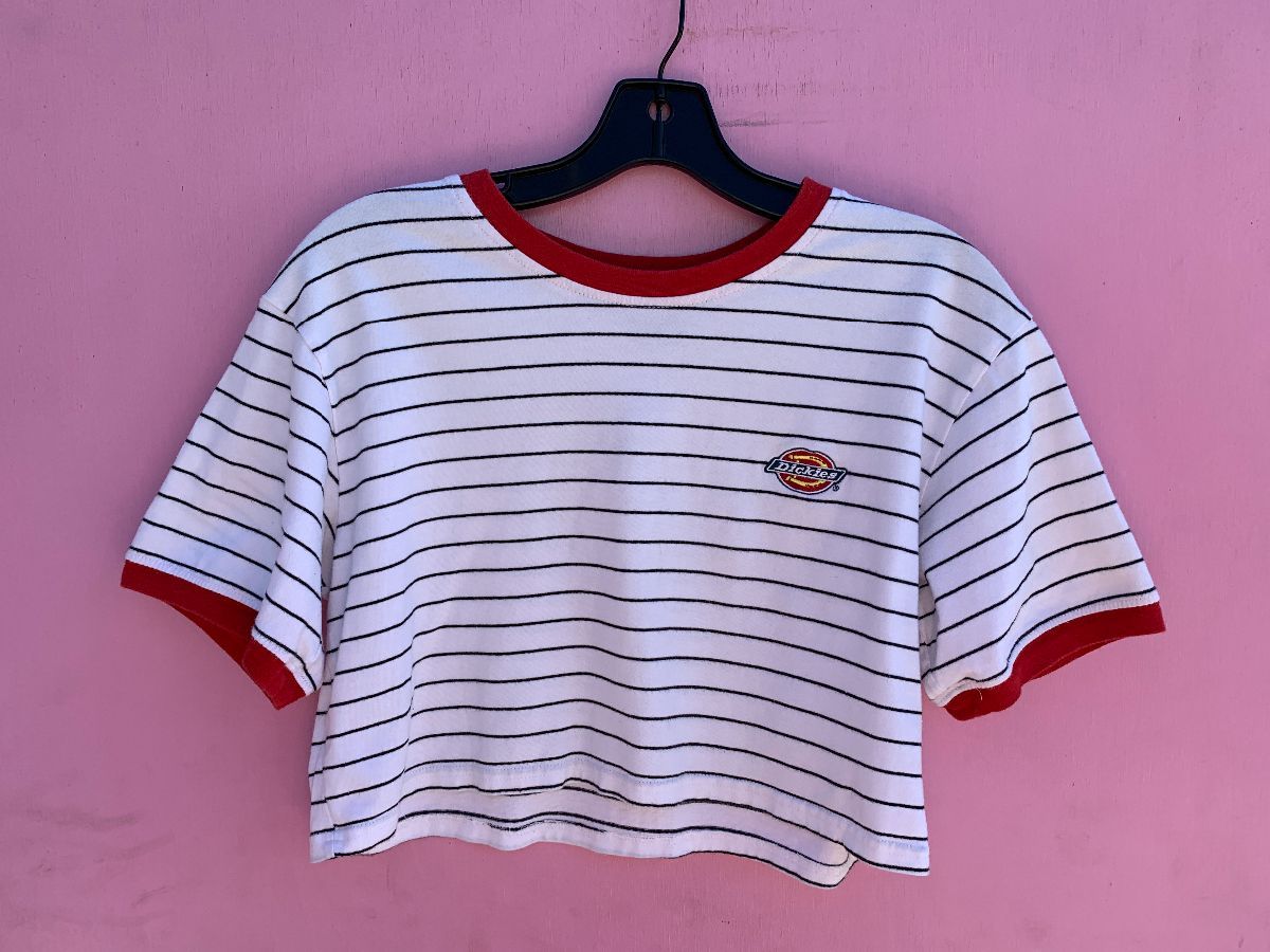 Cute Striped Cropped & Hemmed Dickies Ringer Tee | Boardwalk Vintage