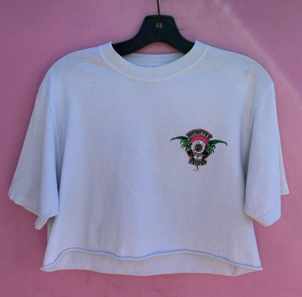 product details: AWESOME 1980S MONSTER ISLAND SUNSHINE DESIGNS NEON GRAPHIC CROPPED TSHIRT photo