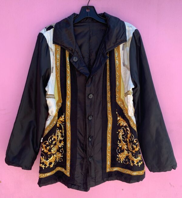 product details: REVERSIBLE 1990S SILKY BAROQUE PRINT UNSTRUCTURED BLAZER JACKET photo