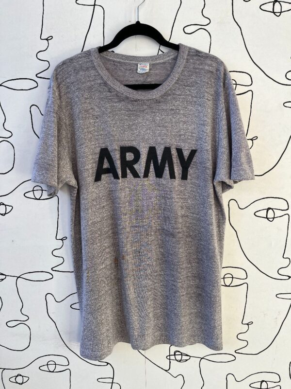 product details: VINTAGE ARMY SCREEN PRINT FRONT GRAPHIC SINGLE STITCH T-SHIRT AS-IS photo