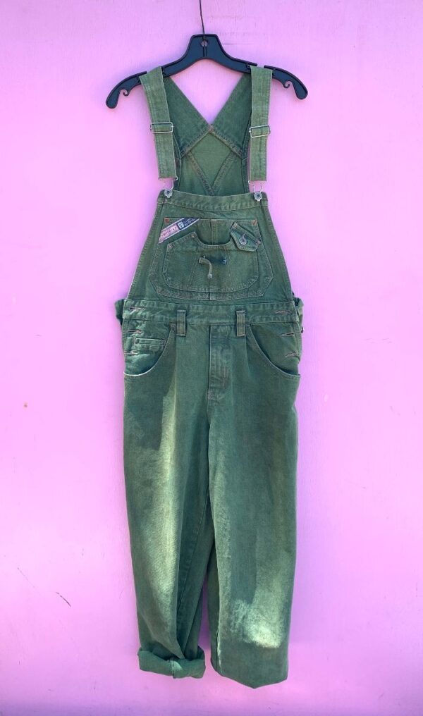 product details: AWESOME & RARE 1990S 100% COTTON GREEN OVERALLS W/ NICE FADED COLOR photo