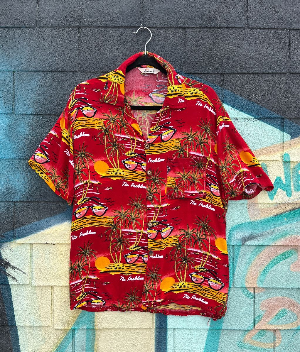 Tropical Sunglass Print Short Sleeve Rayon Hawaiian Print Shirt ...