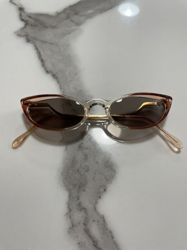 product details: CATEYE TWO-TONE CLEAR OMBRE SMOKE LENSE SUNGLASSES photo