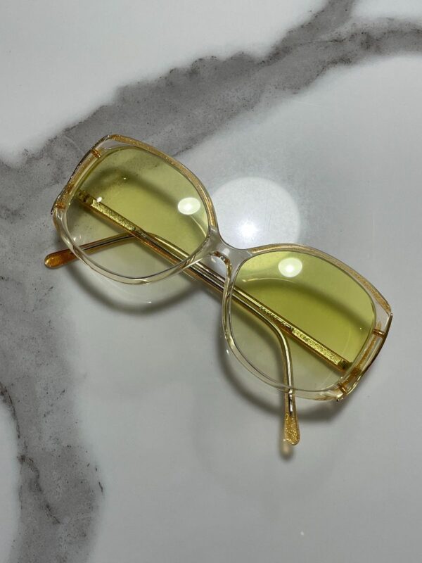 product details: AMAZING YELLOW SPARKLE FRAME WITH CUSTOM OMBRE LENSE SUNGLASSES photo