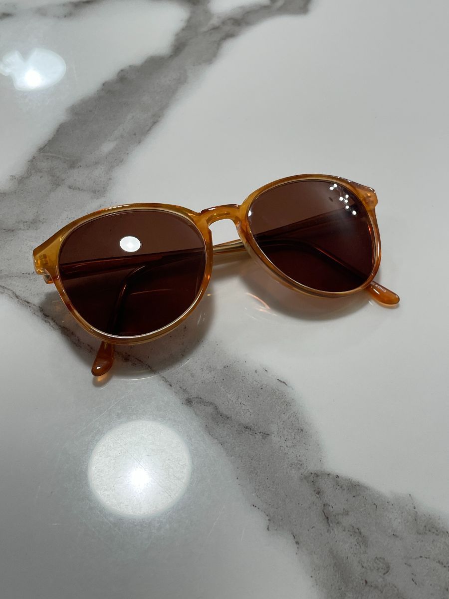 Round Orange Pearlized Lense Boardwalk Custom | Tinted Amber Vintage Frame Sunglasses