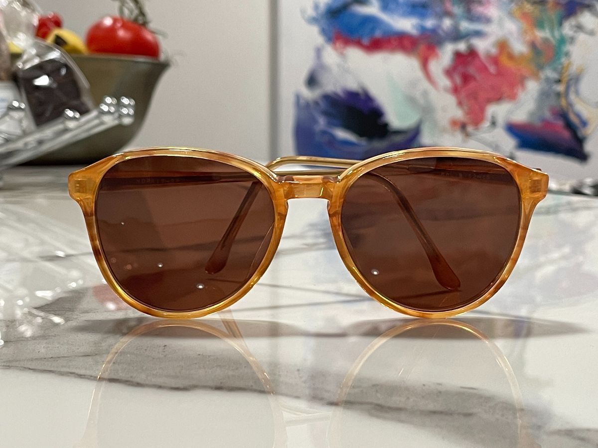 Round Orange Pearlized Frame Custom Boardwalk Lense | Vintage Sunglasses Amber Tinted