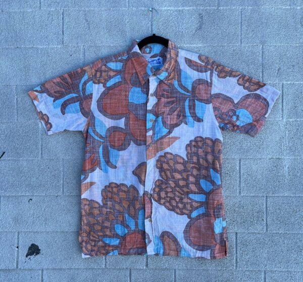 product details: AS-IS 1960S INSIDE OUT GAUZE SHORT SLEEVE BUTTON DOWN HAWAIIAN SHIRT photo