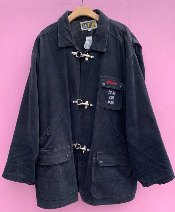 product details: 4-43 AS-IS 1995 BABYFACE TOUR EMBROIDERED HEAVY DENIM JACKET W/ CLASP HARDWARE CLOSURES photo