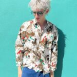 FUN ALLOVER BRUSH STROKE 100% COTTON LONG SLEEVE BUTTON DOWN SHIRT